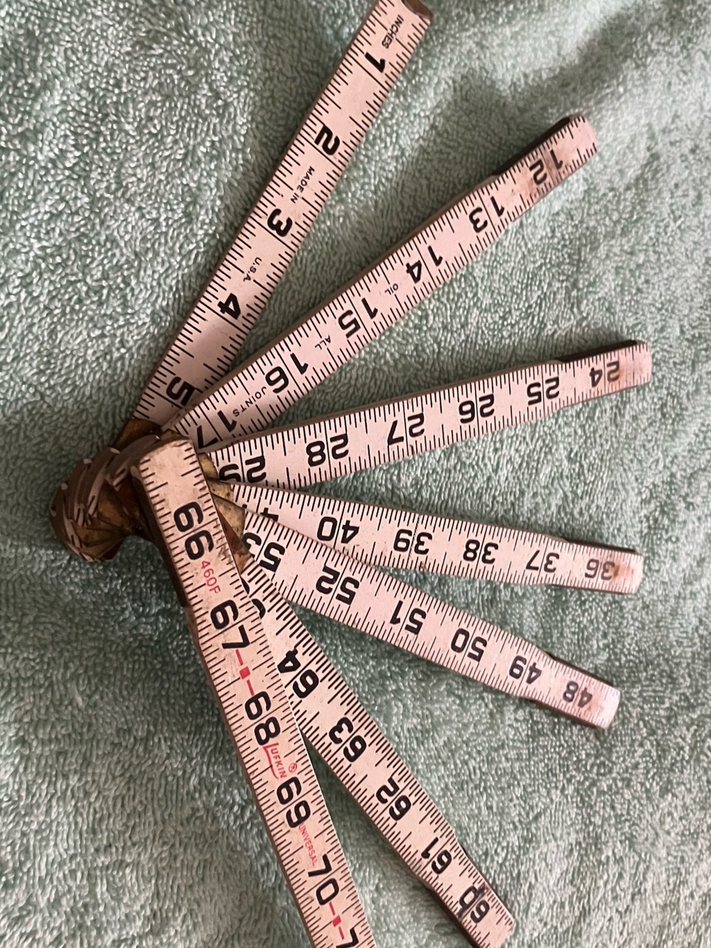 Vintage Metal Tip Folding Accordion Style Yardsticks Lufkin Universal 72" Long